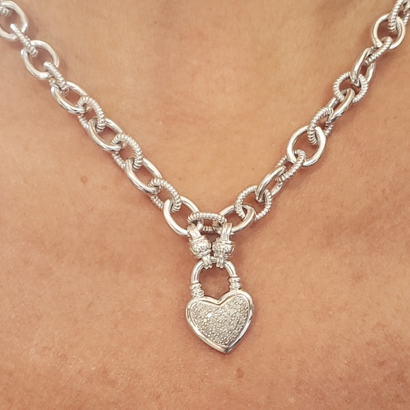 925 Sterling silver necklace & bracelet set. .09TW diamonds in each locket. - Picture 5 of 8